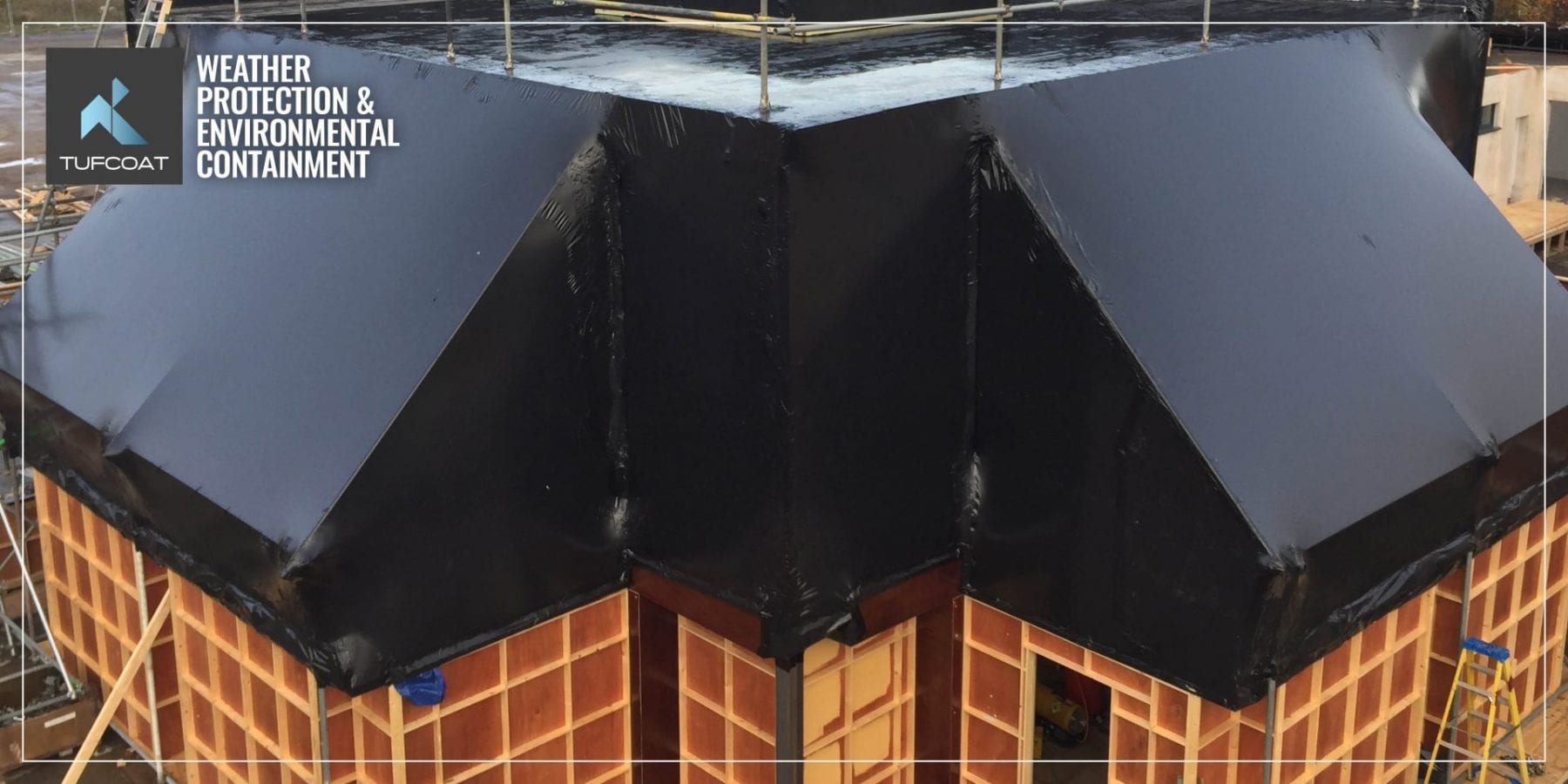 300 micron, Flame retardant, Black, Scaffold Shrinkwrap, 7m x 15m